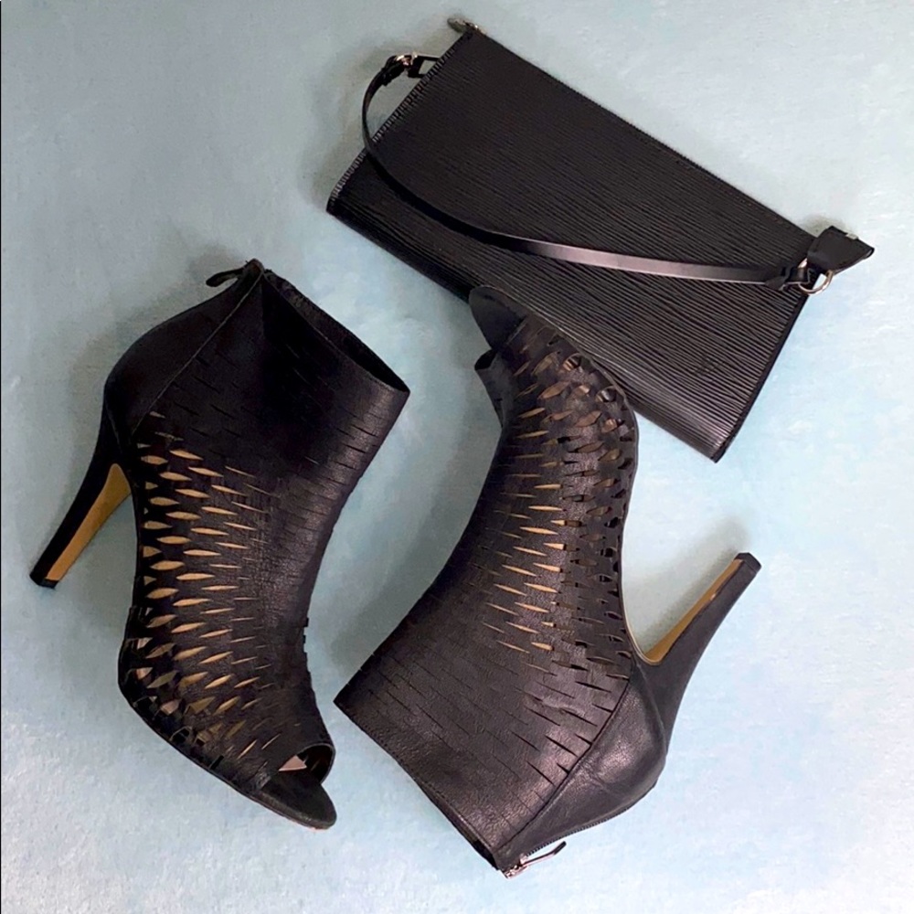 Vince Camuto Black Silk Goat Leather Krandi Boots